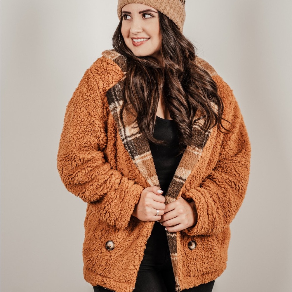 New Plaid Teddy Coat